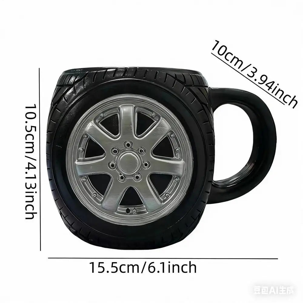 Taza Neumático de Resina y Acero Inoxidable 300ml | Taza Térmica Coche