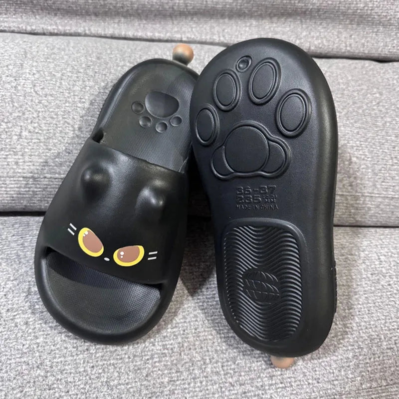 Chanclas de Gato Kawaii 3D con Orejitas | Sandalias Cómodas de Verano
