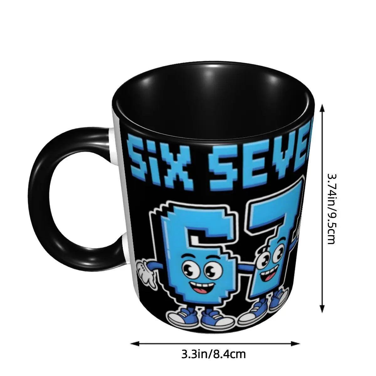 Taza Six Seven 6-7 Brainrot | Taza de Café Divertida de Cerámica Negra