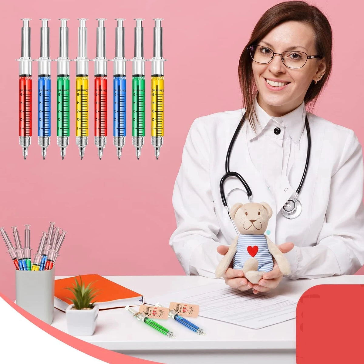 Bolígrafos con Forma de Jeringa Médica – Pack Papelería Original