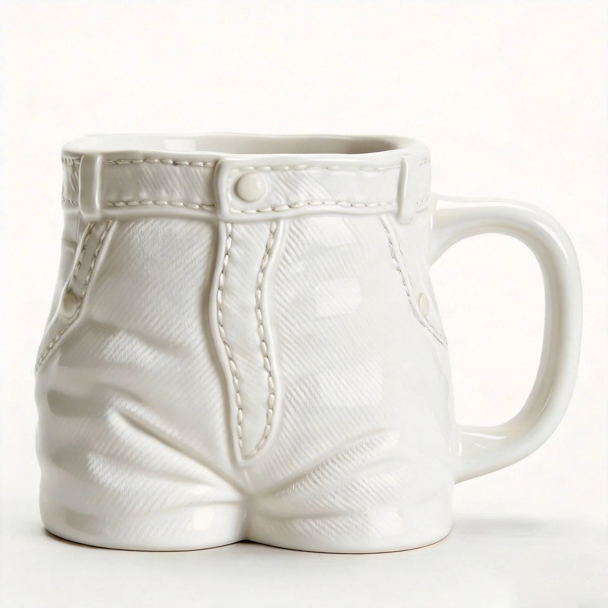 Taza de Cerámica con Diseño de Pantalón Vaquero en Relieve - Estilo Denim Retro