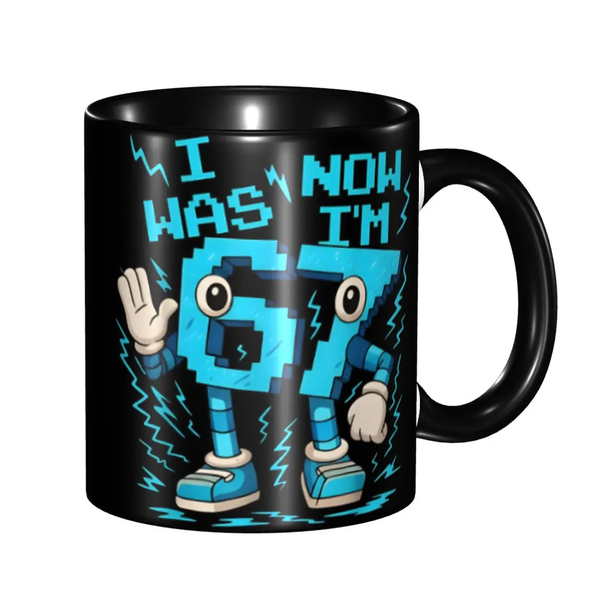 Taza Six Seven 6-7 Brainrot | Taza de Café Divertida de Cerámica Negra