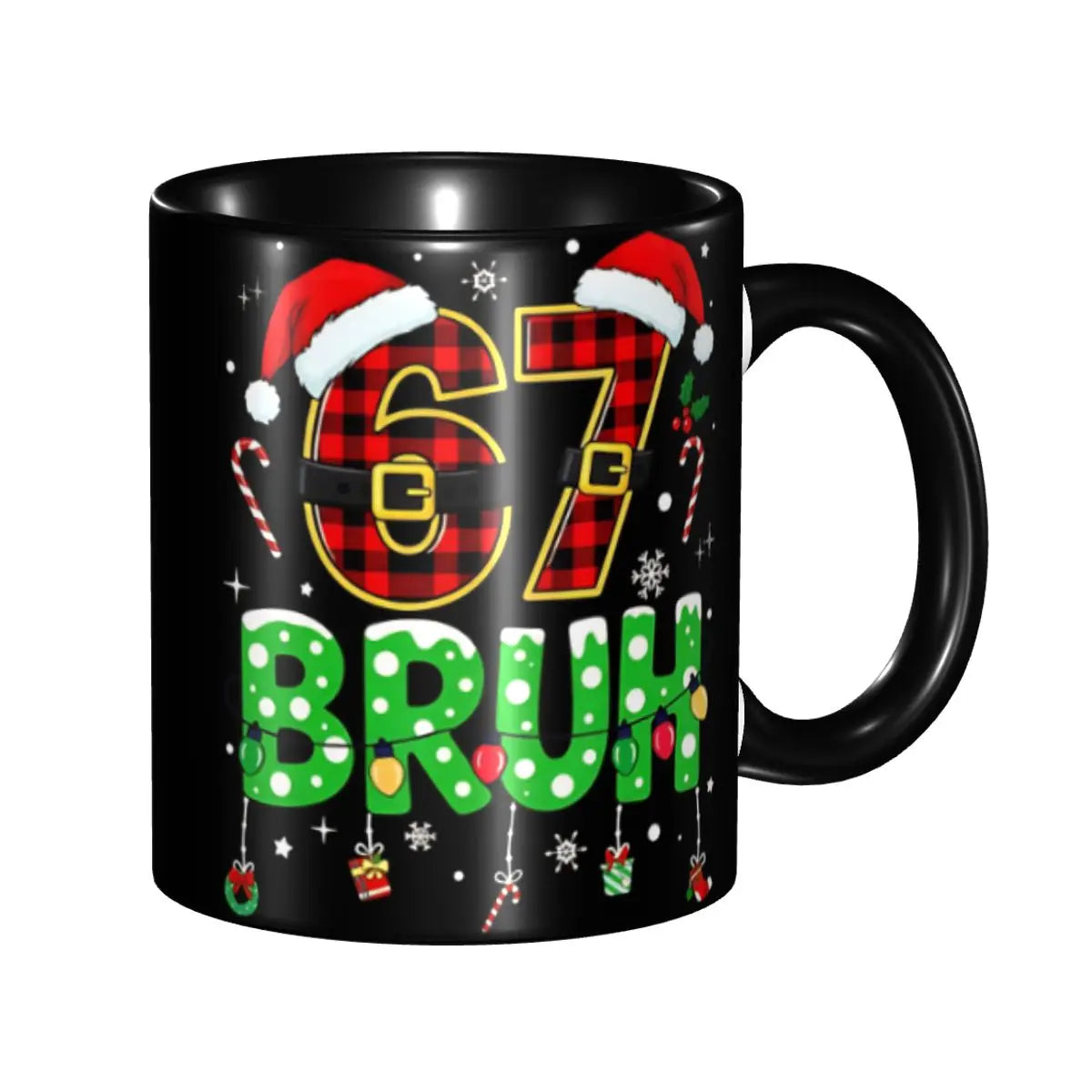 Taza Six Seven 6-7 Brainrot | Taza de Café Divertida de Cerámica Negra