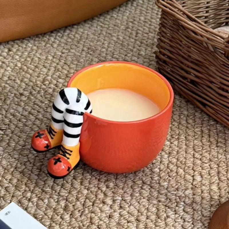 Taza de Cerámica con Asa de Patitas | Diseño Creativo y Divertido