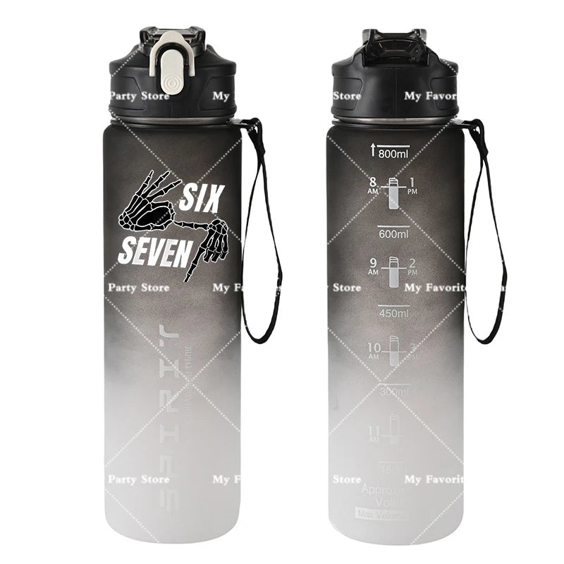 Botella de Agua Deportiva con Botón 800ml - Diseño Especial Six Seven