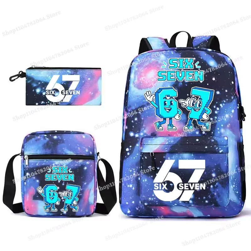 Set Escolar Six Seven – Mochila, Lonchera y Estuche para Niños