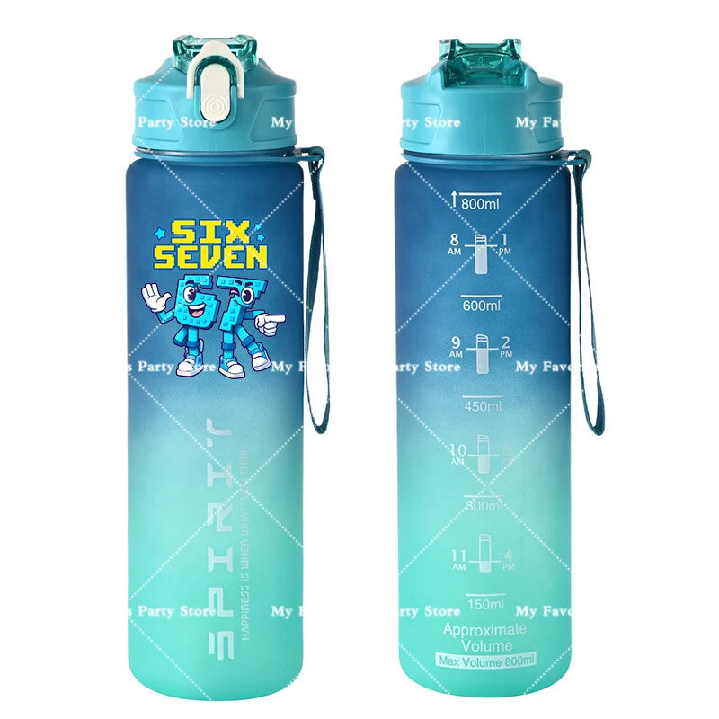 Botella de Agua Deportiva con Botón 800ml - Diseño Especial Six Seven