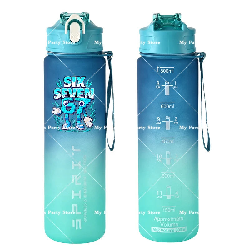 Botella de Agua Deportiva con Botón 800ml - Diseño Especial Six Seven