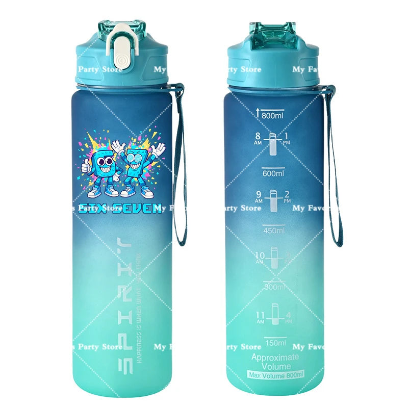 Botella de Agua Deportiva con Botón 800ml - Diseño Especial Six Seven