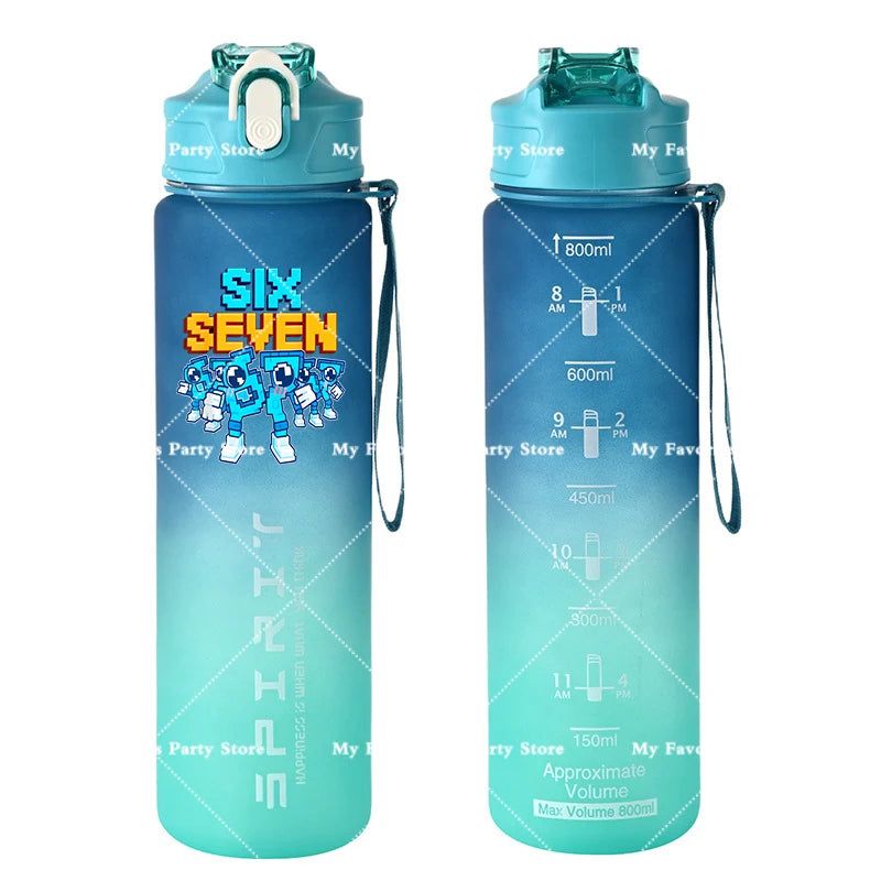 Botella de Agua Deportiva con Botón 800ml - Diseño Especial Six Seven
