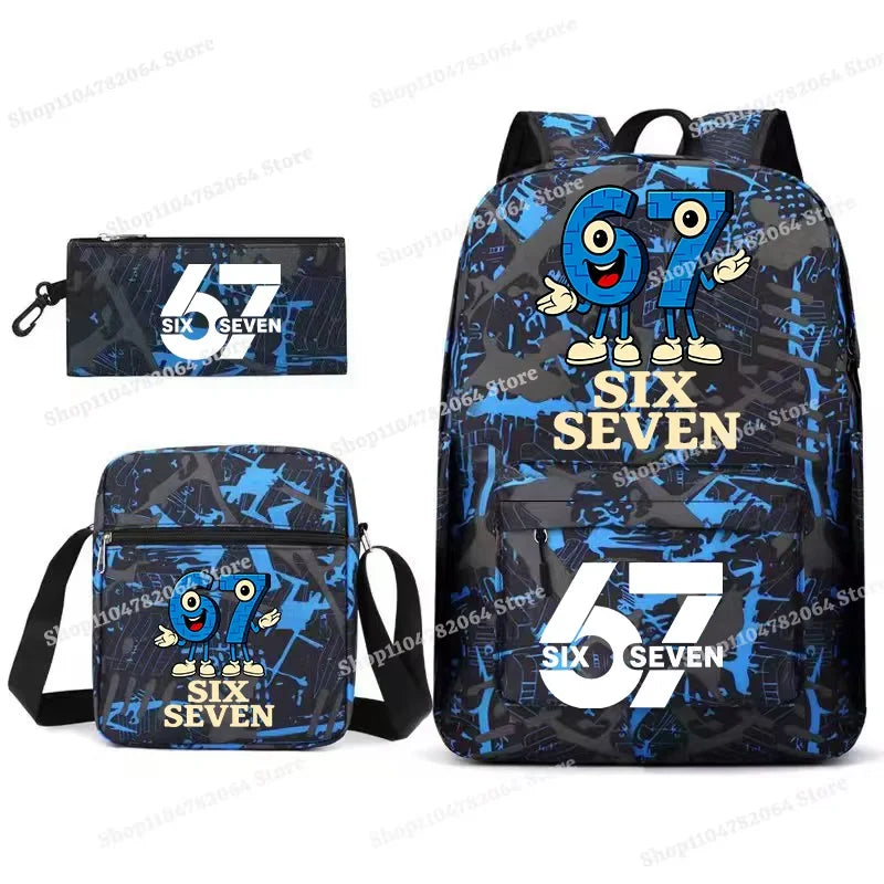 Set Escolar Six Seven – Mochila, Lonchera y Estuche para Niños