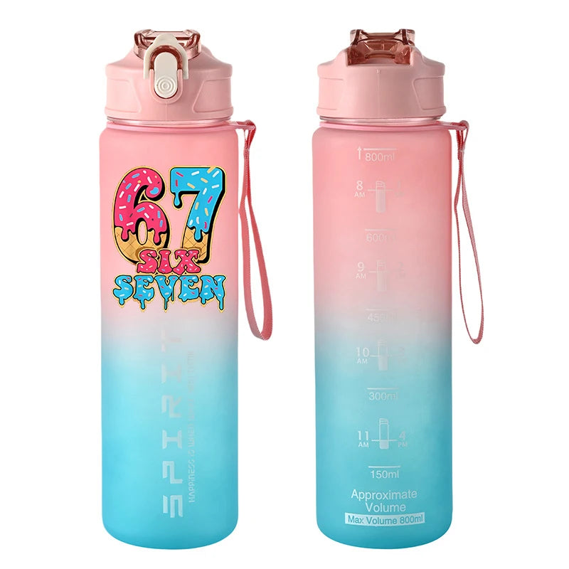 Botella de Agua Deportiva con Botón 800ml - Diseño Especial Six Seven