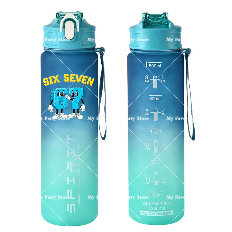 Botella de Agua Deportiva con Botón 800ml - Diseño Especial Six Seven