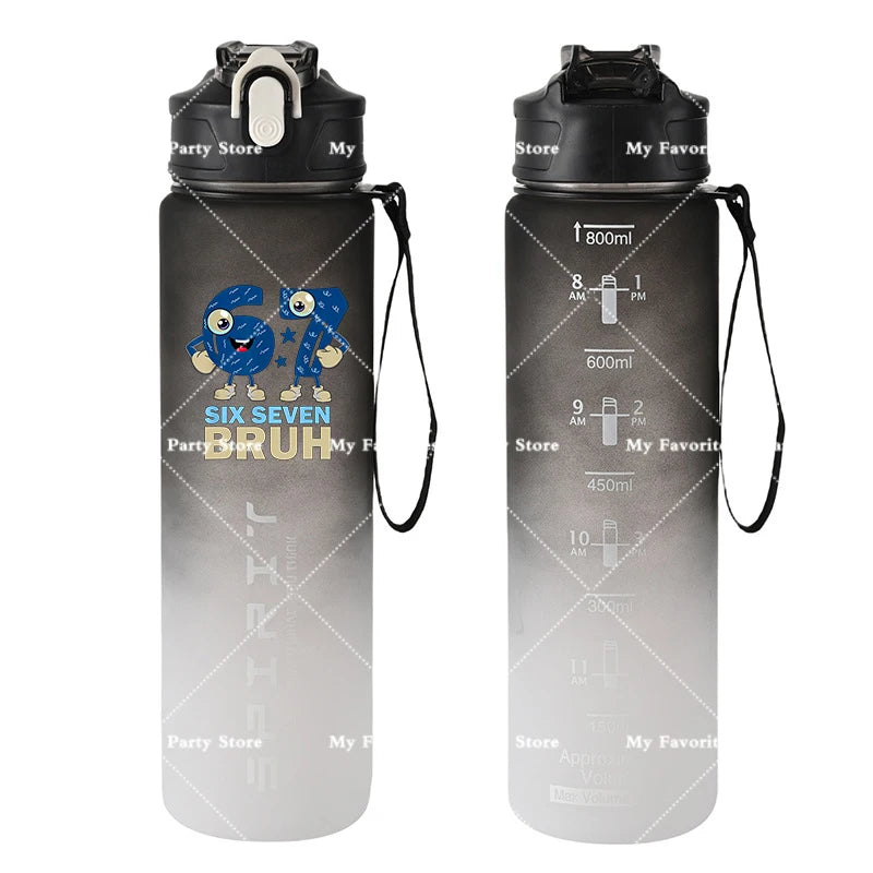 Botella de Agua Deportiva con Botón 800ml - Diseño Especial Six Seven