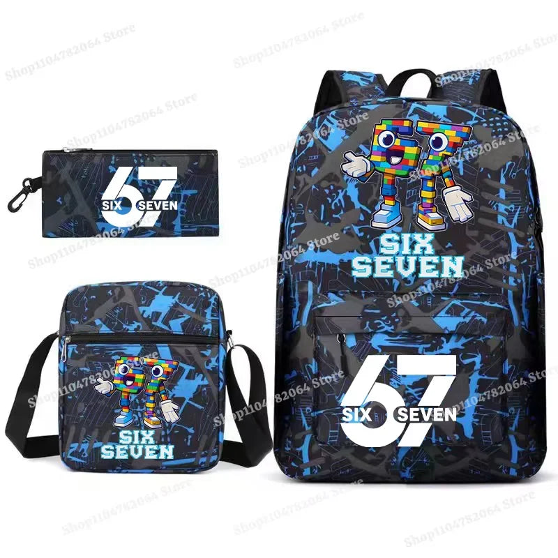 Set Escolar Six Seven – Mochila, Lonchera y Estuche para Niños