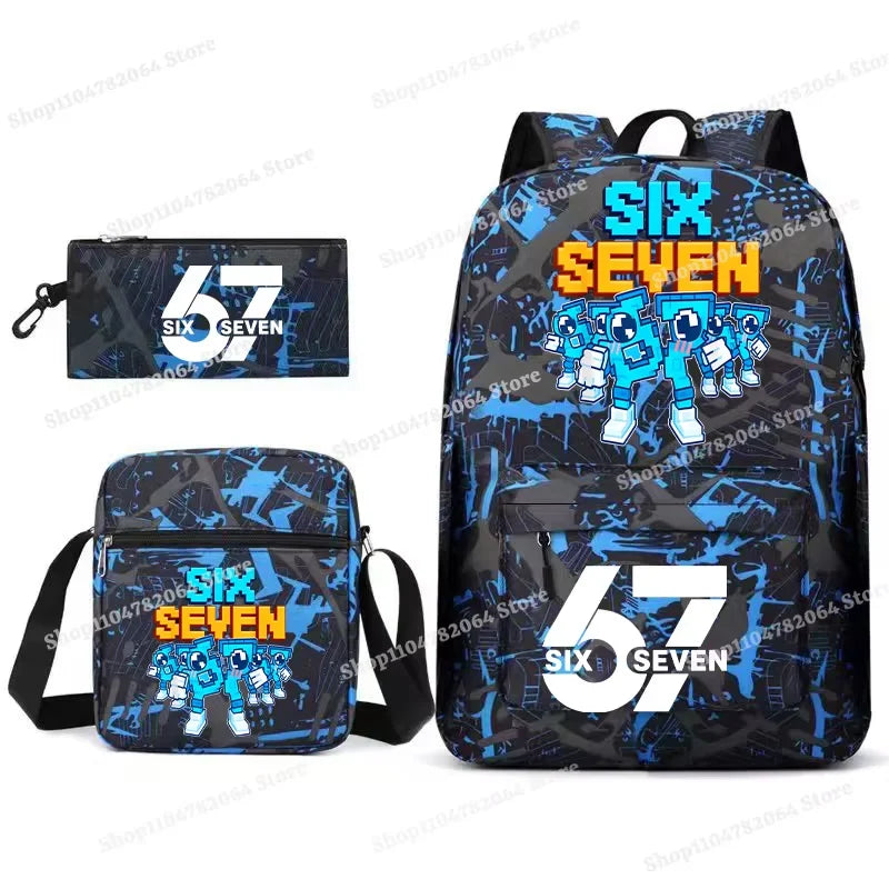 Set Escolar Six Seven – Mochila, Lonchera y Estuche para Niños