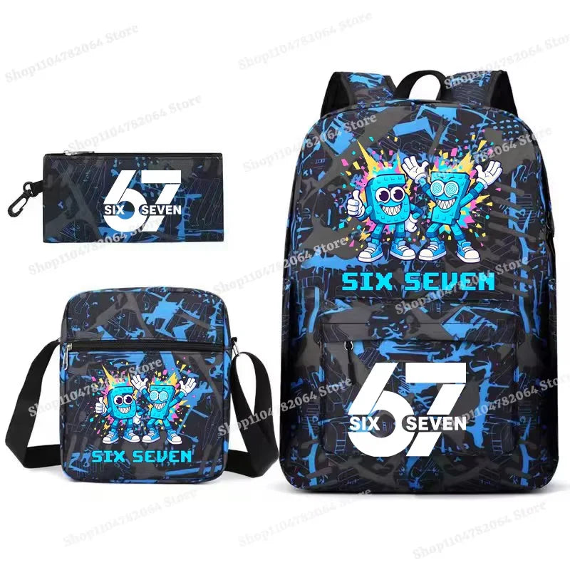Set Escolar Six Seven – Mochila, Lonchera y Estuche para Niños