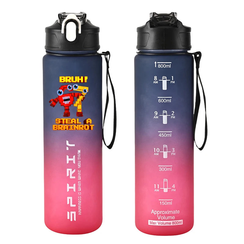 Botella de Agua Deportiva con Botón 800ml - Diseño Especial Six Seven