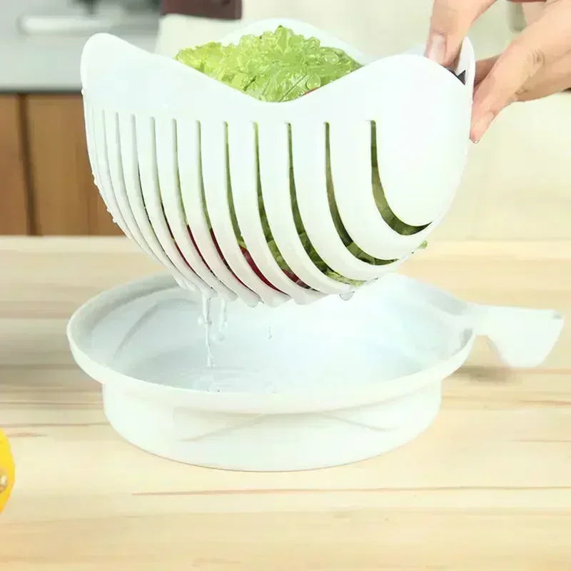 Tazón Cortador de Ensalada 3 en 1 – Picador, Colador y Bowl para Vegetales Rápido