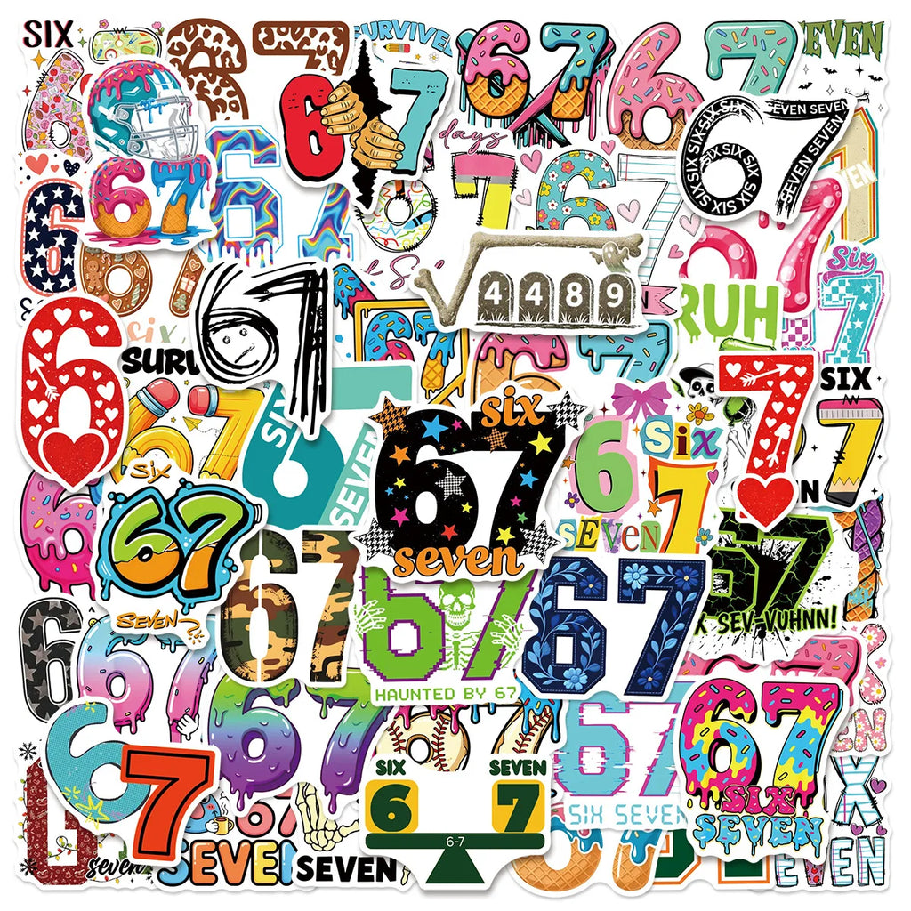 Pack 50 Pegatinas Six Seven 6-7 – El Meme del Momento