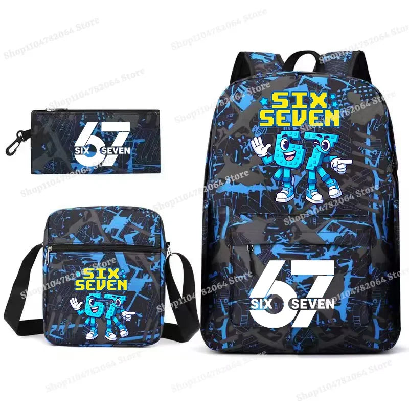 Set Escolar Six Seven – Mochila, Lonchera y Estuche para Niños