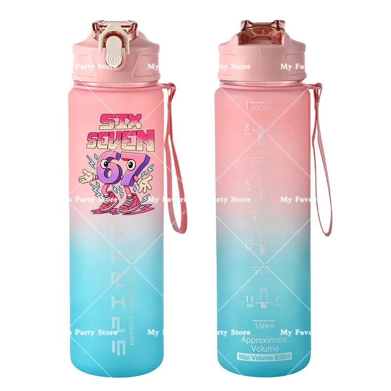 Botella de Agua Deportiva con Botón 800ml - Diseño Especial Six Seven