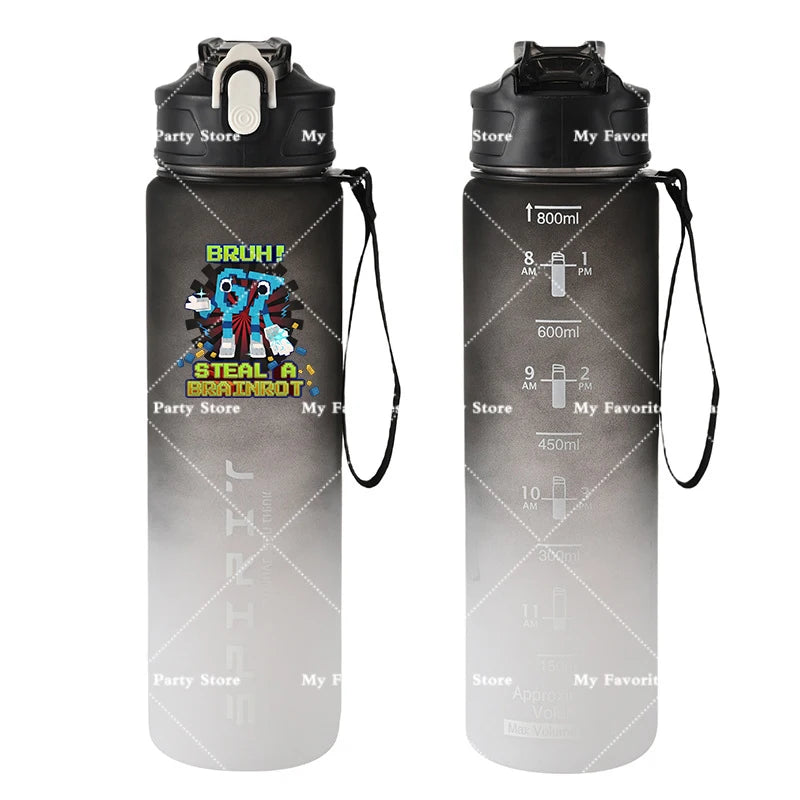 Botella de Agua Deportiva con Botón 800ml - Diseño Especial Six Seven
