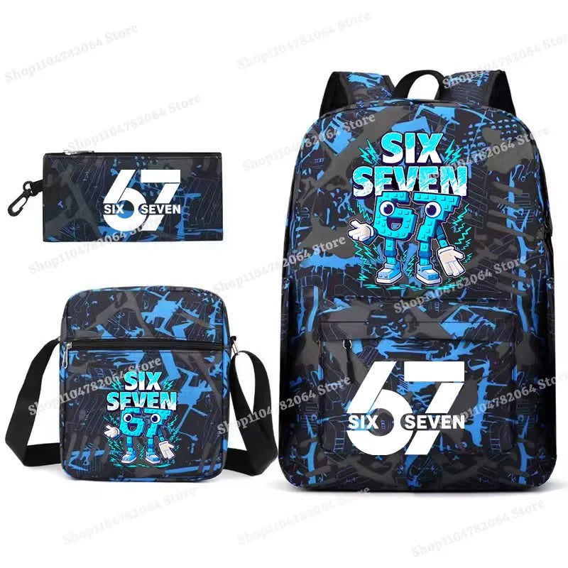 Set Escolar Six Seven – Mochila, Lonchera y Estuche para Niños