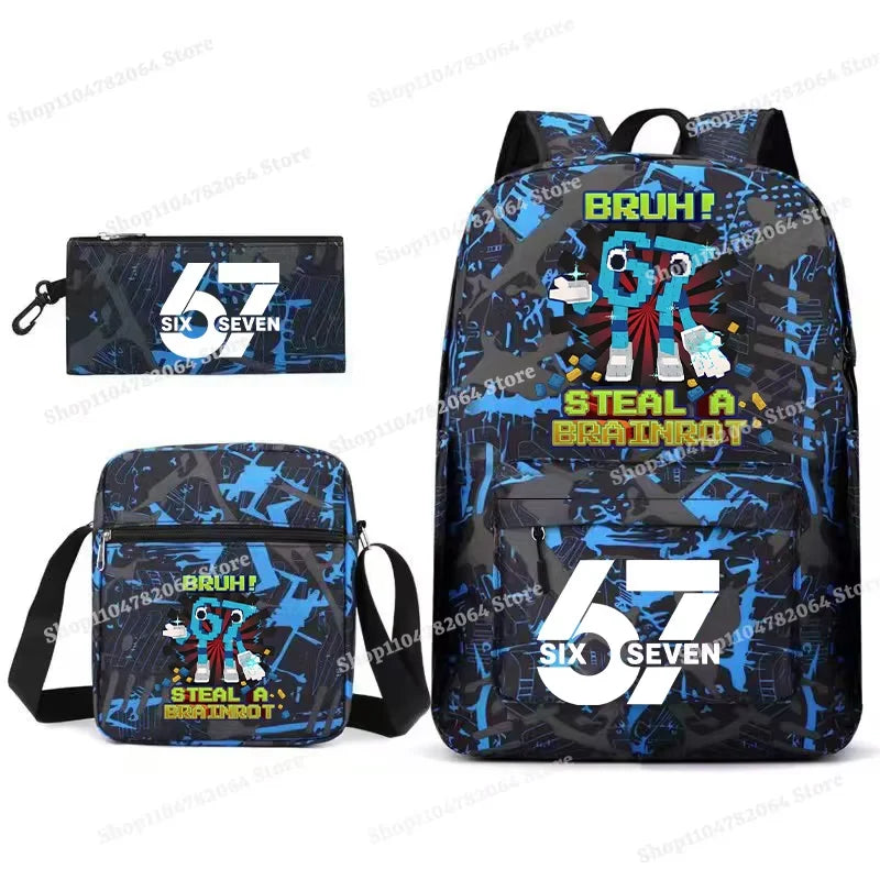 Set Escolar Six Seven – Mochila, Lonchera y Estuche para Niños