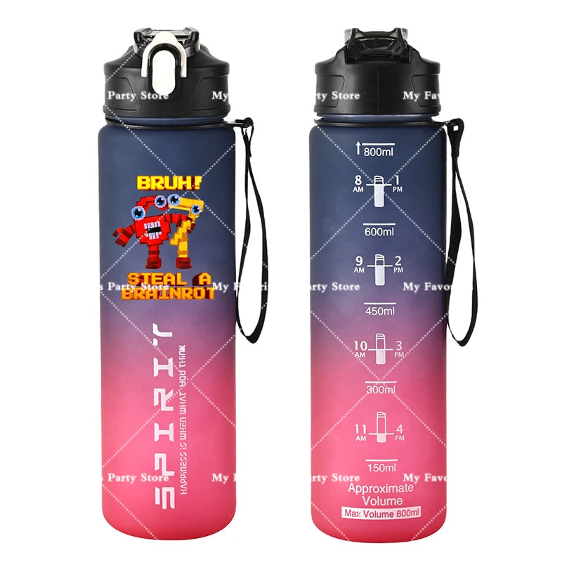 Botella de Agua Deportiva con Botón 800ml - Diseño Especial Six Seven