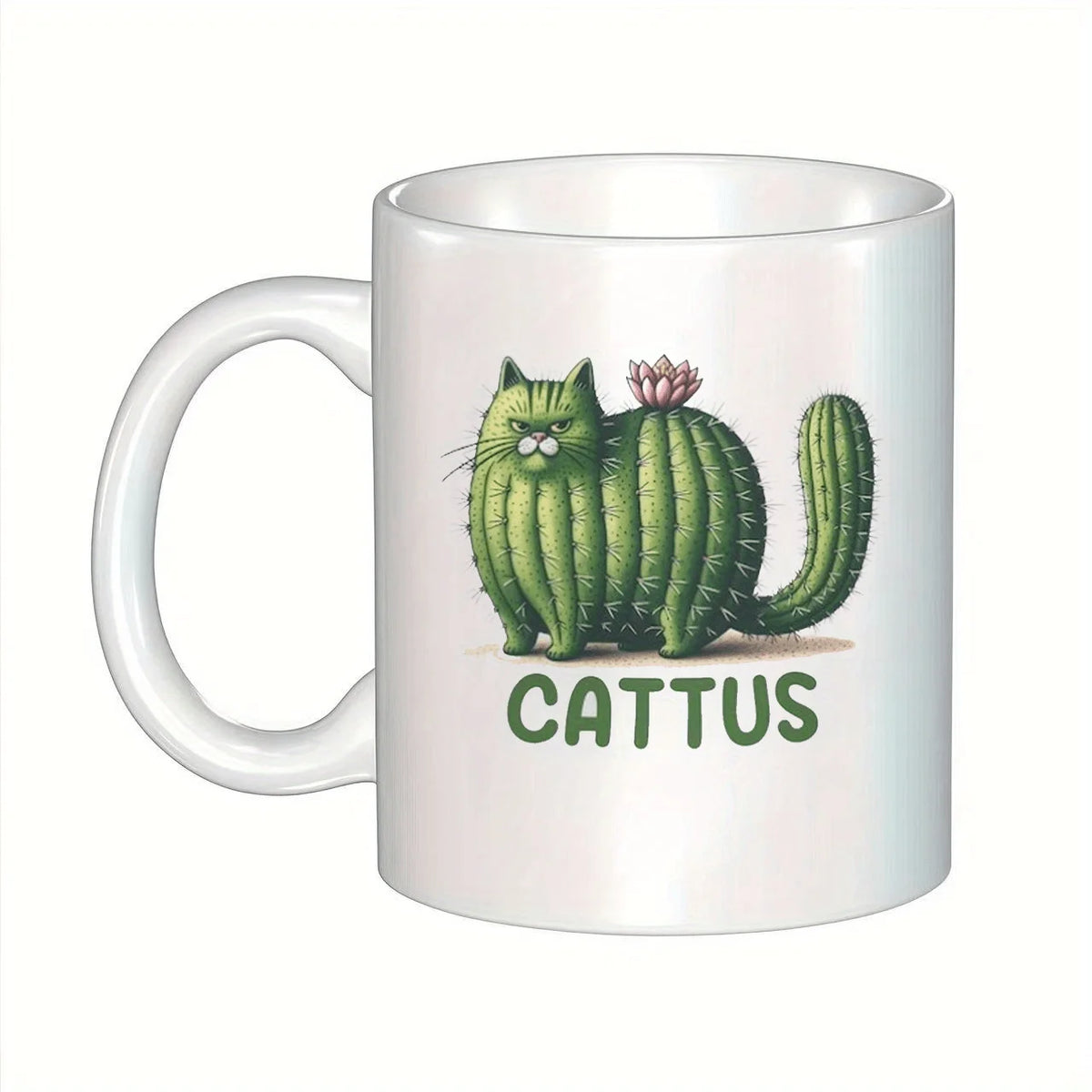 Taza de Cerámica Cattus - Diseño Divertido de Gato Cactus