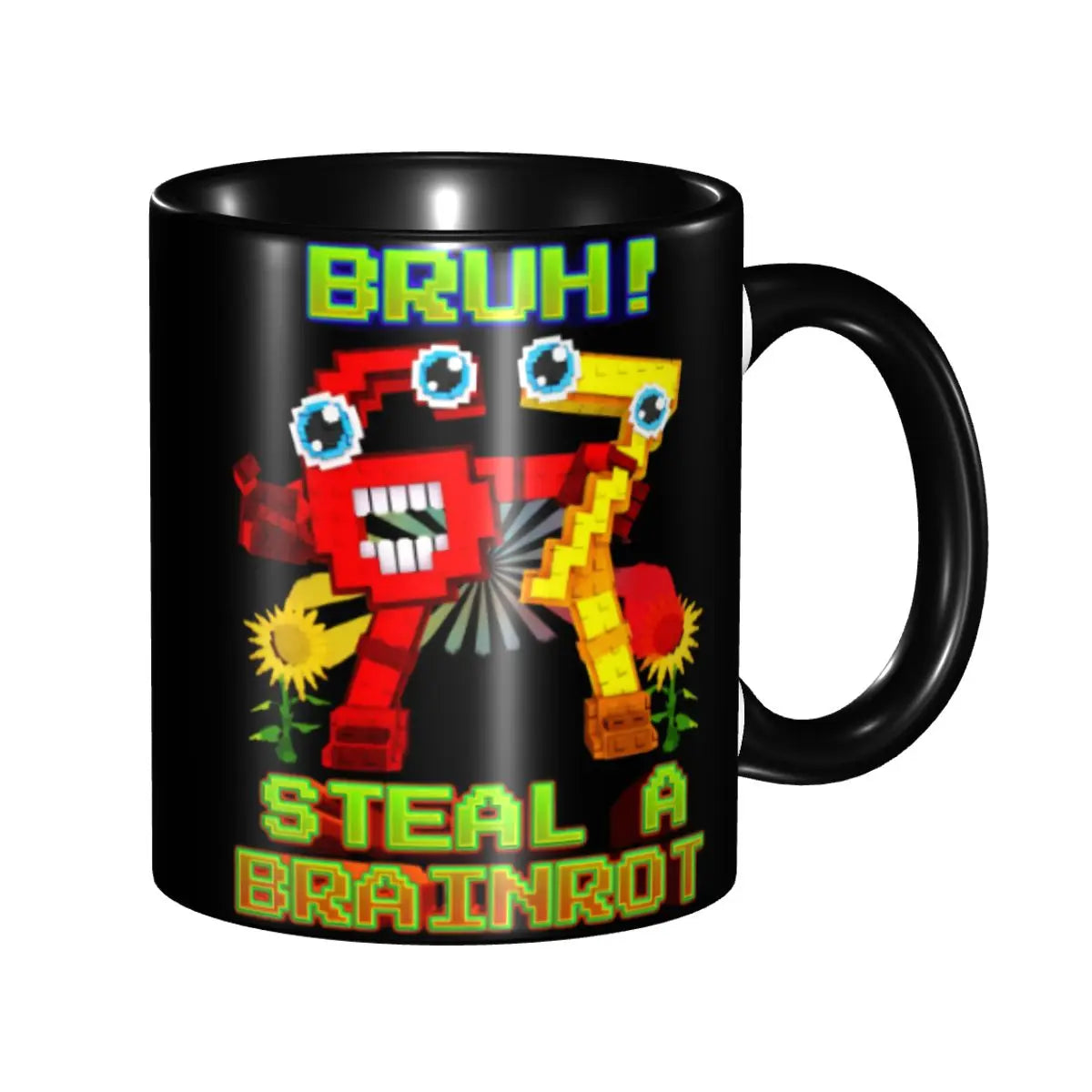 Taza Six Seven 6-7 Brainrot | Taza de Café Divertida de Cerámica Negra