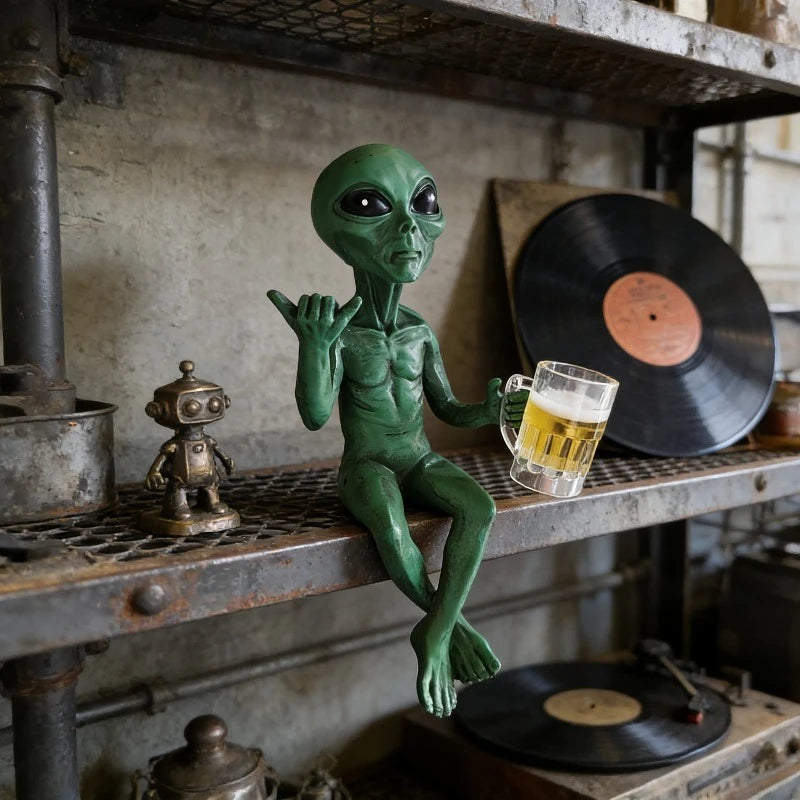 Figura Alien con Cerveza – Decoración Extraterrestre y Divertida